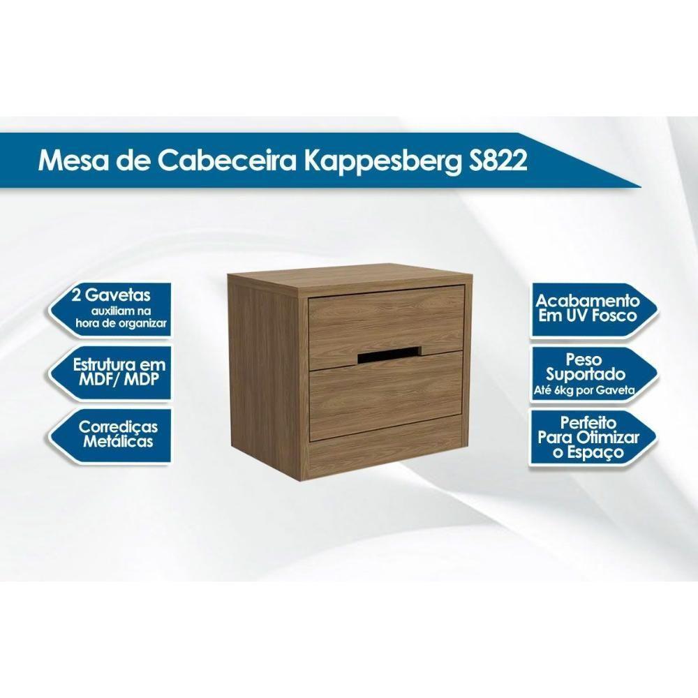 Mesa Cabeceira S822 C- 2 Gavetas Canela - Kappesberg - 2