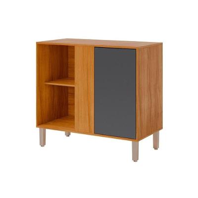 Balcão De Cozinha C- Tampo Divina De Canto C- 1 Porta 92cm Cinamomo-titanium - Mgm
