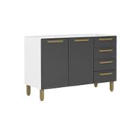 Balcão De Cozinha Bella C- 2 Portas E 4 Gavetas S- Tampo 120cm Grafite - Bertolini - 1