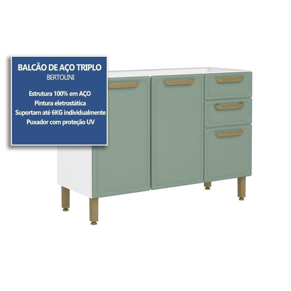 Balcão De Cozinha Bella C- 3 Portas E 2 Gavetas S- Tampo 120cm Branco - Bertolini - 2