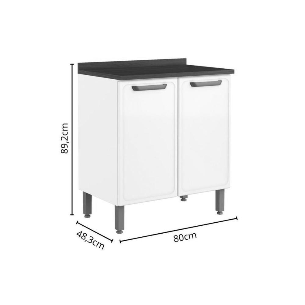 Balcão De Cozinha Bella 1 Porta C- Tampo 80cm Branco - Bertolini - 3