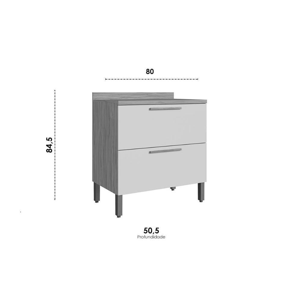 Balcão De Cozinha Riesling C- 1 Porta E 1 Gaveta C- Tampo 80cm Amendoa-off White - Ronipa - 2