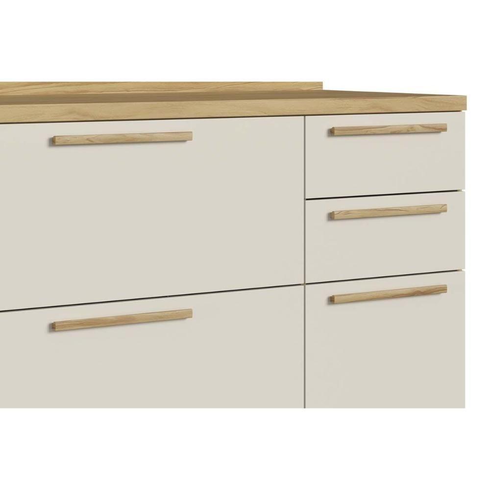 Balcão De Cozinha Riesling C- 3 Portas E 2 Gavetas C- Tampo 120cm Amendoa-off White - Ronipa - 4