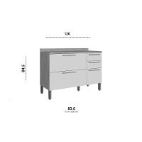 Balcão De Cozinha Riesling C- 3 Portas E 2 Gavetas C- Tampo 120cm Amendoa-off White - Ronipa - 2