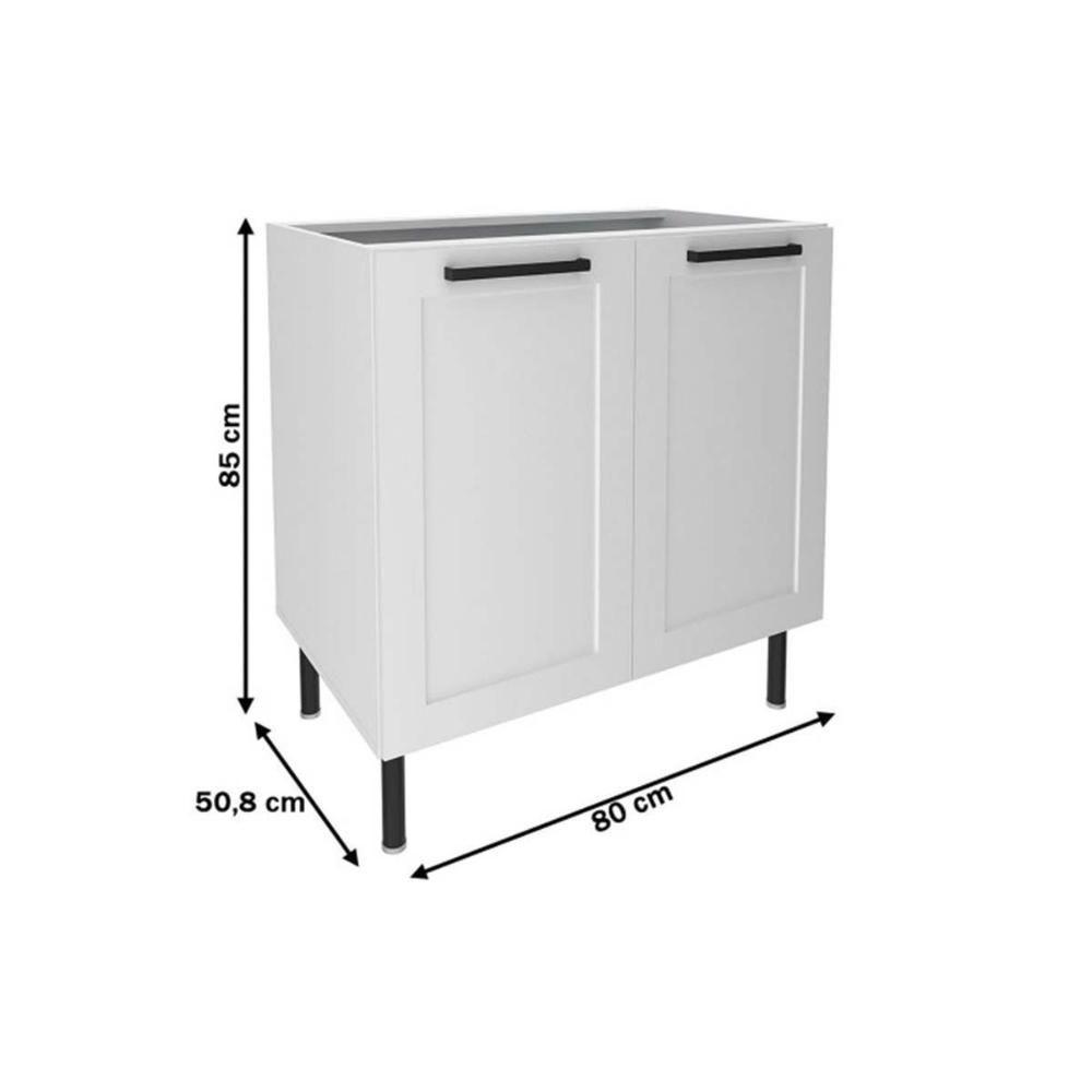 Balcão De Cozinha Cz-3301 S- Tampo C- 2 Portas 80cm Branco - Tecno Mobili - 2