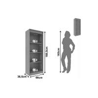 Armário De Escritório Me-4189 C- 2 Portas De Vidro E 3 Prateleiras Preto - Tecno Mobili - 2