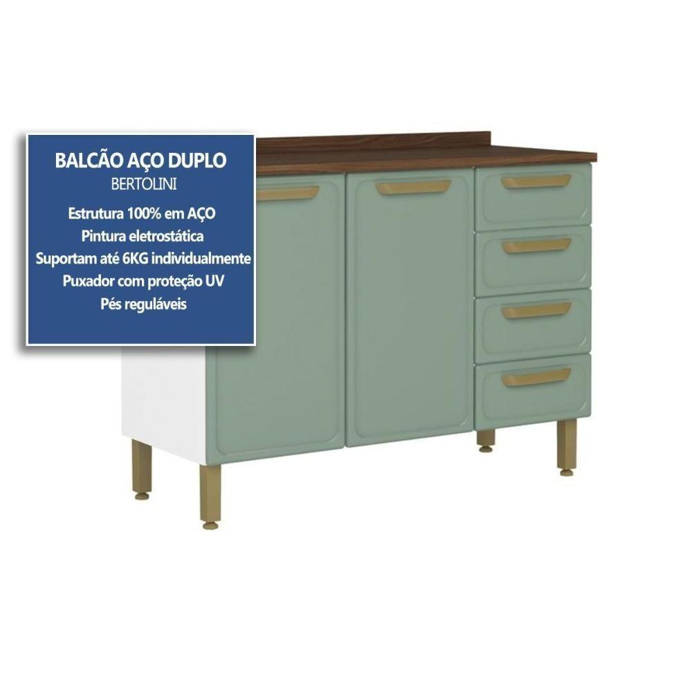 Balcão De Cozinha Bella C- 2 Portas E 4 Gavetas C- Tampo 120cm Branco - Bertolini - 2