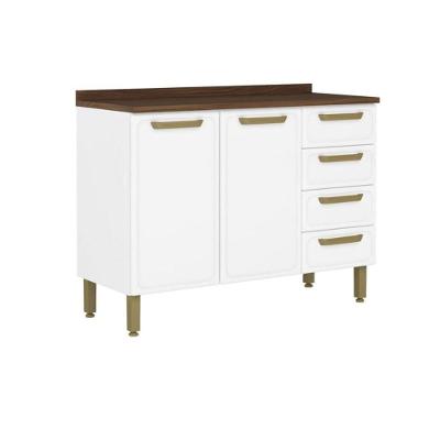 Balcão De Cozinha Bella C- 2 Portas E 4 Gavetas C- Tampo 120cm Branco - Bertolini