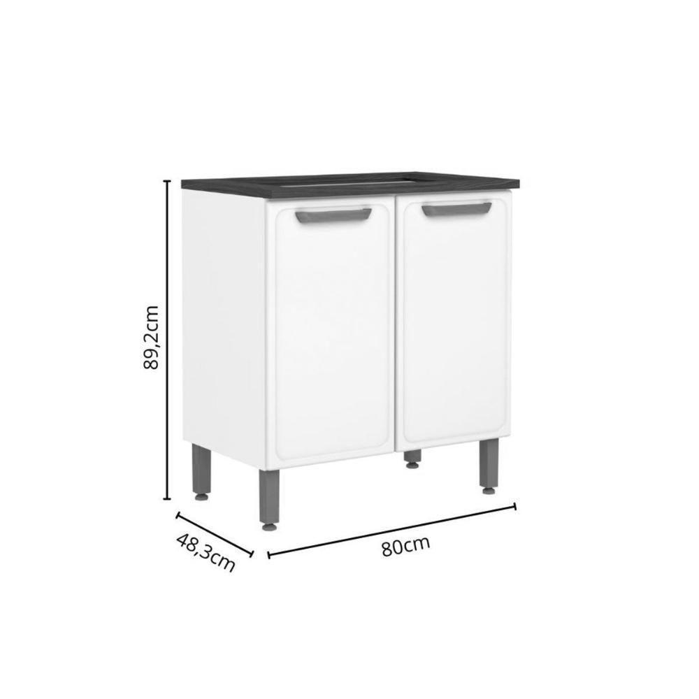 Balcão De Cozinha P- Cooktop C- Tampo Bella C- 2 Portas 80cm Branco - Bertolini - 3