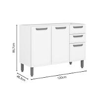 Balcão De Cozinha Bella C- 3 Portas E 2 Gavetas S- Tampo 120cm Verde - Bertolini - 3