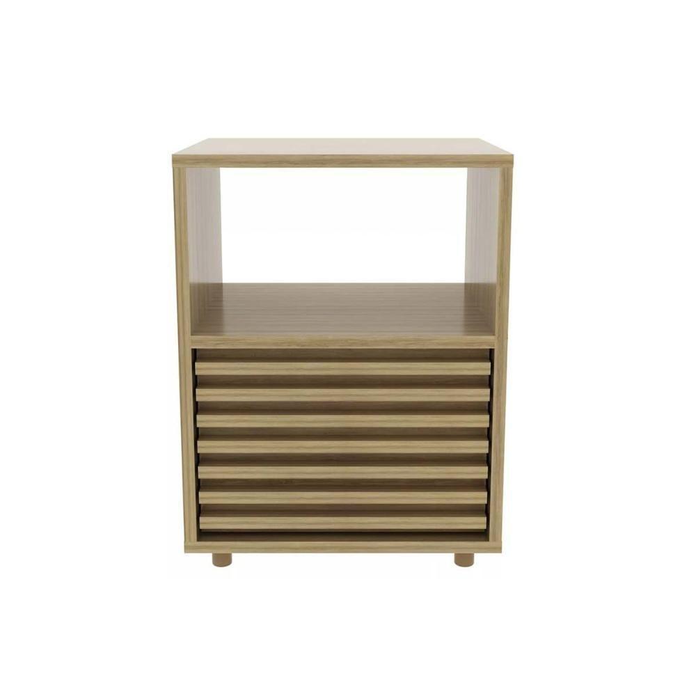 Mesa Cabeceira Cm-8042 C- 1 Gaveta Amêndoa-branco - Tecno Mobili - 3