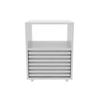 Mesa Cabeceira Cm-8042 C- 1 Gaveta Amêndoa-branco - Tecno Mobili