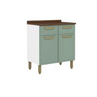 Balcão De Cozinha Bella C- 2 Portas E 2 Gavetas C- Tampo 80cm Verde - Bertolini - 1