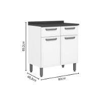Balcão De Cozinha Bella C- 2 Portas E 2 Gavetas C- Tampo 80cm Verde - Bertolini - 3