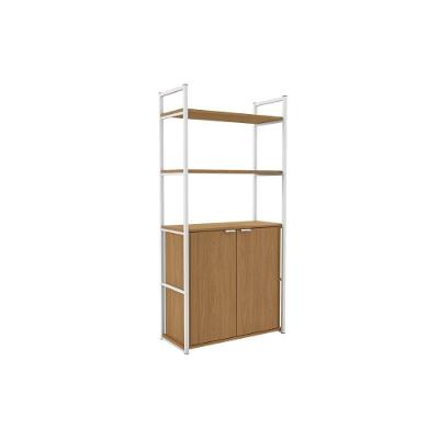 Estante Livreiro De Escritório Industrial Alta Li041 C- 2 Portas 72x151cm Canela-branco - Kappesberg