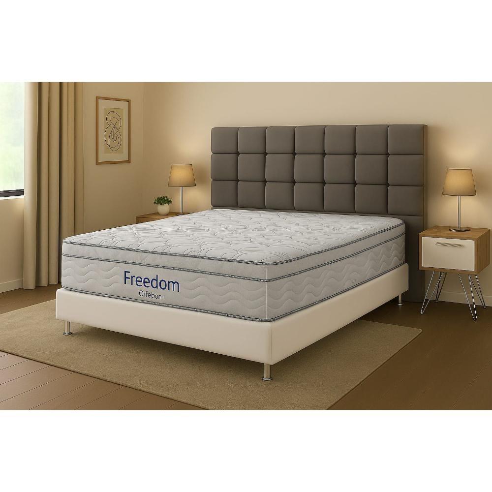 Cama Box Casal Crc + Colchão Freedom Ortobom + Cabeceira Piave - 138x188x12 - 1