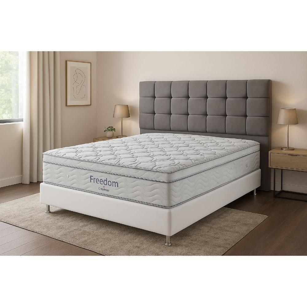 Cama Box Casal Crc + Colchão Freedom Ortobom + Cabeceira Piave - 138x188x12 - 2
