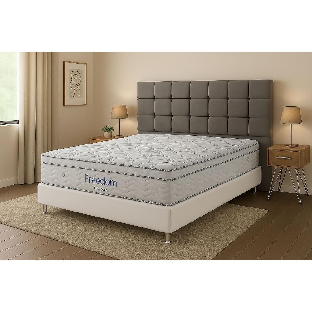 Cama Box Casal Crc + Colchão Freedom Ortobom + Cabeceira Piave - 138x188x12 - 4