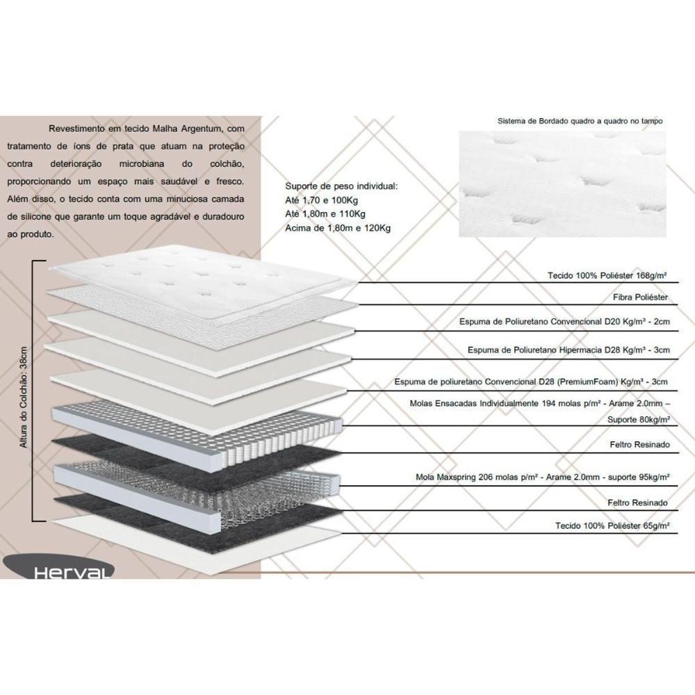 Colchão Queen Molas Maxspring C1784 Pillow Top (158x198x34) - Herval - 3