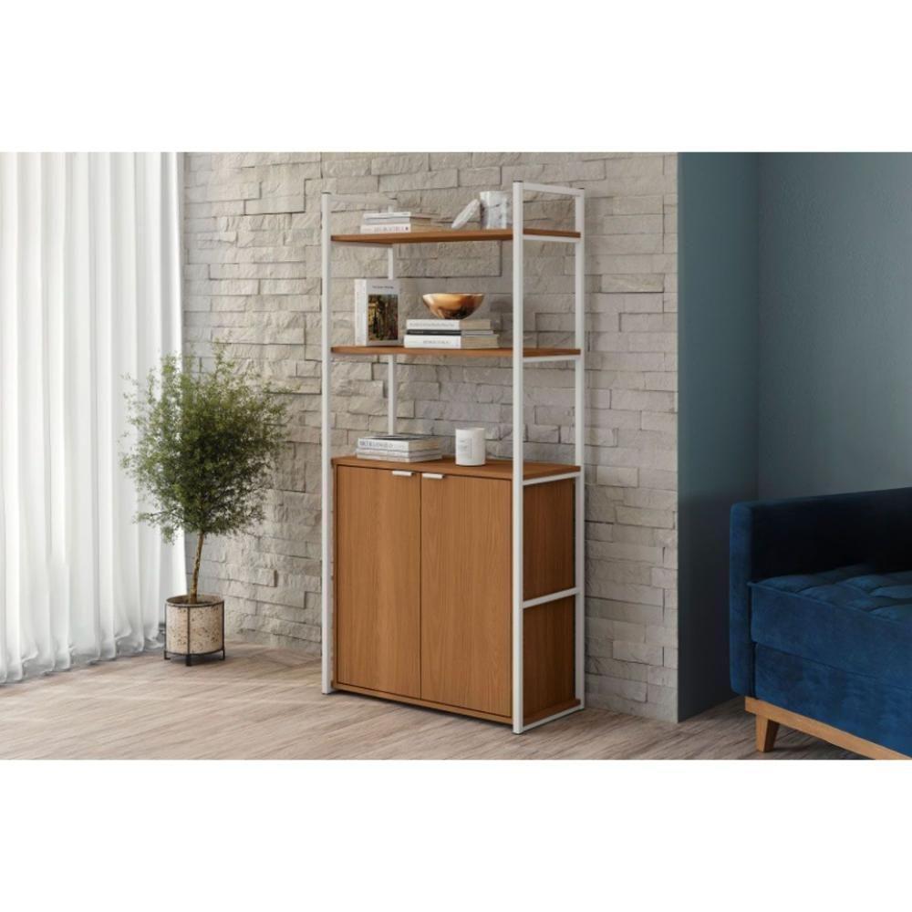 Estante Livreiro De Escritório Industrial Alta Li041 C- 2 Portas 72x151cm Freijo-preto - Kappesberg - 5