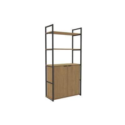 Estante Livreiro De Escritório Industrial Alta Li041 C- 2 Portas 72x151cm Freijo-preto - Kappesberg