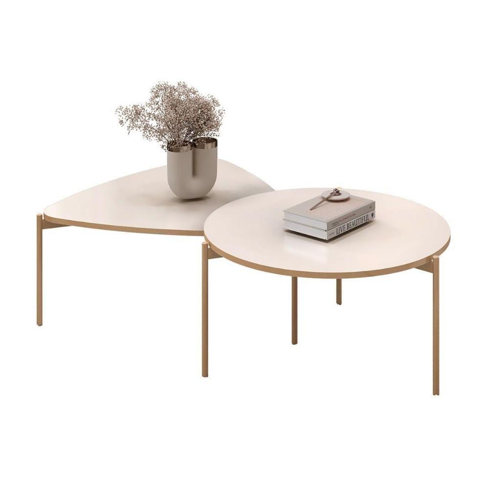 Mesa Centro Sala Iza E Bela Off White-off White - Dj Móveis - 1