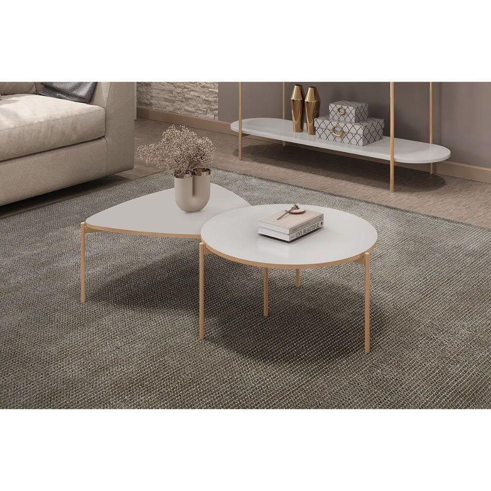 Mesa Centro Sala Iza E Bela Off White-off White - Dj Móveis - 2