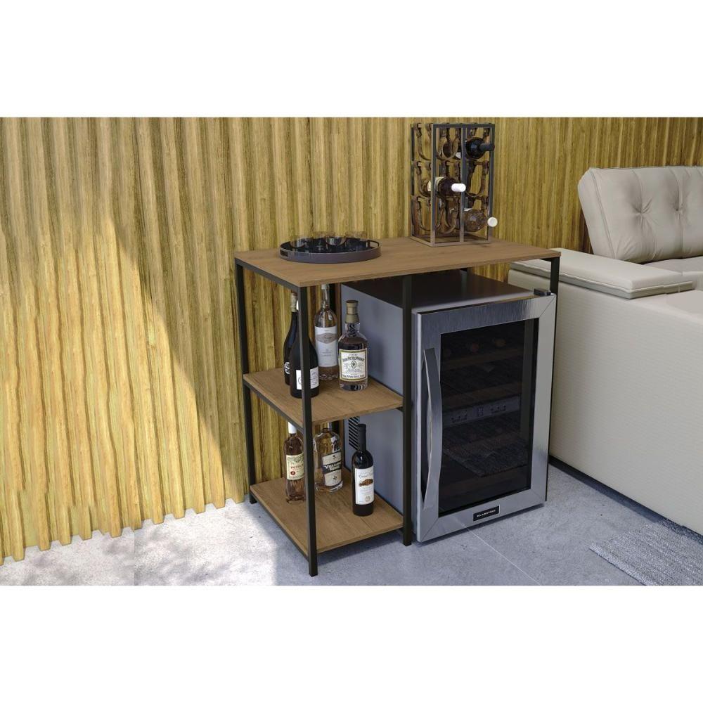 Bar De Sala Jantar Industrial Li044 C- 2 Prateleiras Freijo-preto - Kappesberg - 4