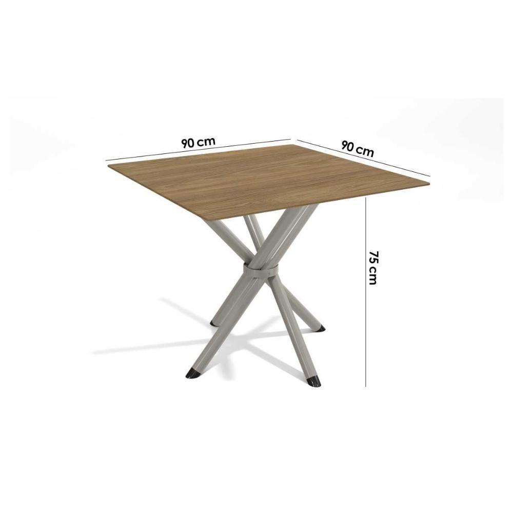 Conjunto: Mesa De Cozinha Volga C- Tampo De Madeira 90cm E 4 Cadeiras Zaria Niquel-nogueira - Suede Bege - Kappesberg - 5