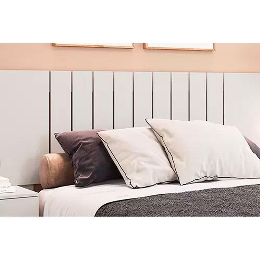 Painel Cama Box Madeirado Casal-quenn Genova C- 2 Mesas E 4 Gavetas Off White - Panan - 5