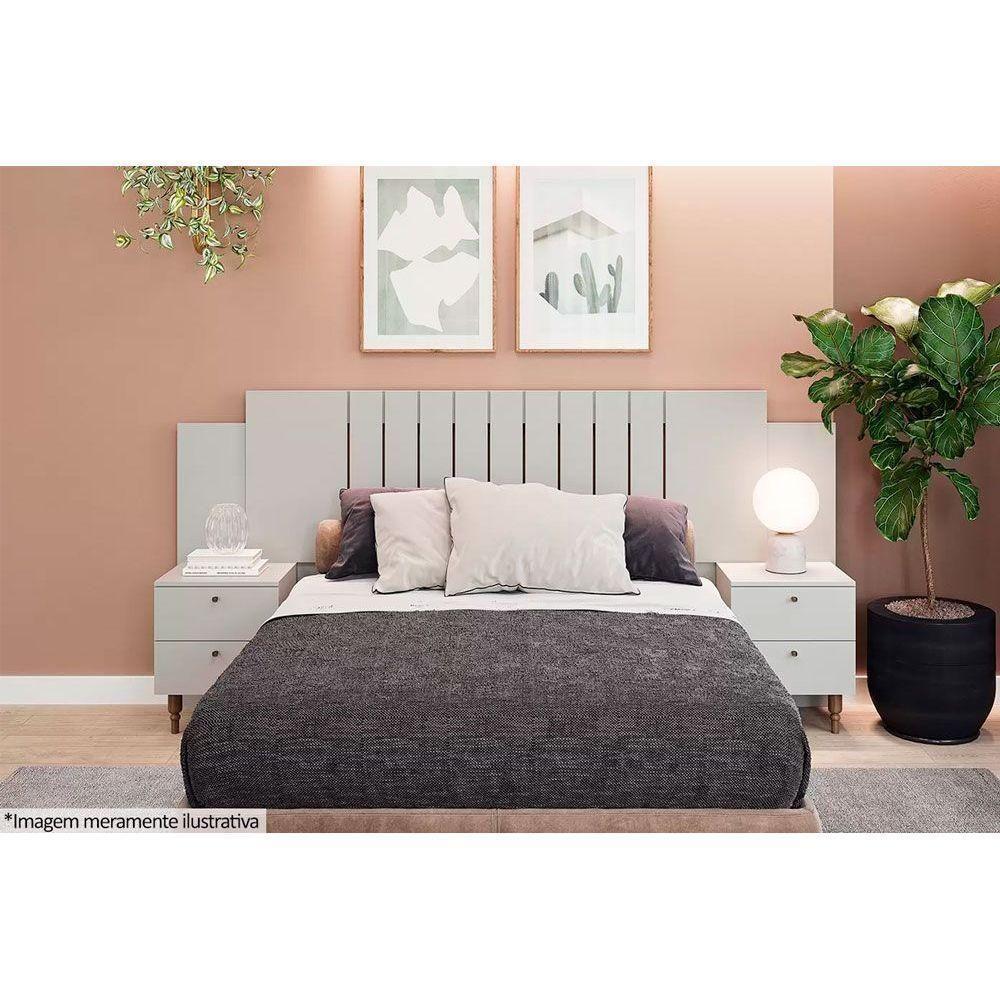 Painel Cama Box Madeirado Casal-quenn Genova C- 2 Mesas E 4 Gavetas Off White - Panan - 6