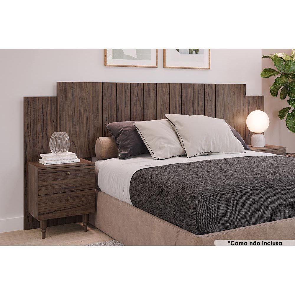 Painel Cama Box Madeirado Casal-quenn Genova C- 2 Mesas E 4 Gavetas Off White - Panan - 8