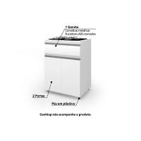 Balcão Cozinha P- Cooktop Asm 186 C- 2 Portas E 1 Gaveta 70cm Branco - Movelbento - 5