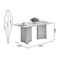 Mesa Multiuso Cozinha Liz C- Tampo Madeirado C- Vidro Curvo 180x100cm Off White-off White - Dj Móveis - 2