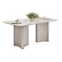 Mesa Multiuso Cozinha Liz C- Tampo Madeirado C- Vidro Curvo 180x100cm Off White-off White - Dj Móveis - 6