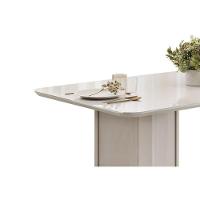 Mesa Multiuso Cozinha Liz C- Tampo Madeirado C- Vidro Curvo 180x100cm Off White-off White - Dj Móveis - 7