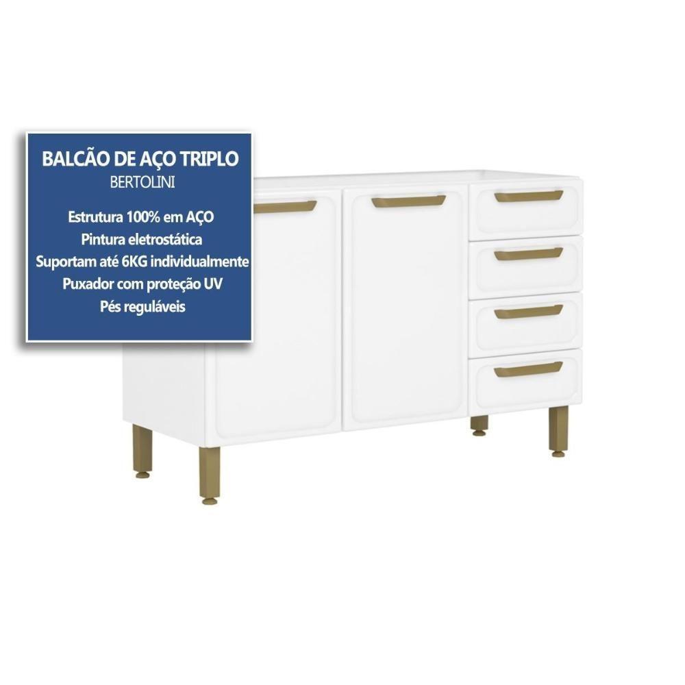 Balcão De Cozinha Modulado Bella C- 2 Portas E 4 Gavetas S- Tampo 120cm Grafite - Bertolini - 2