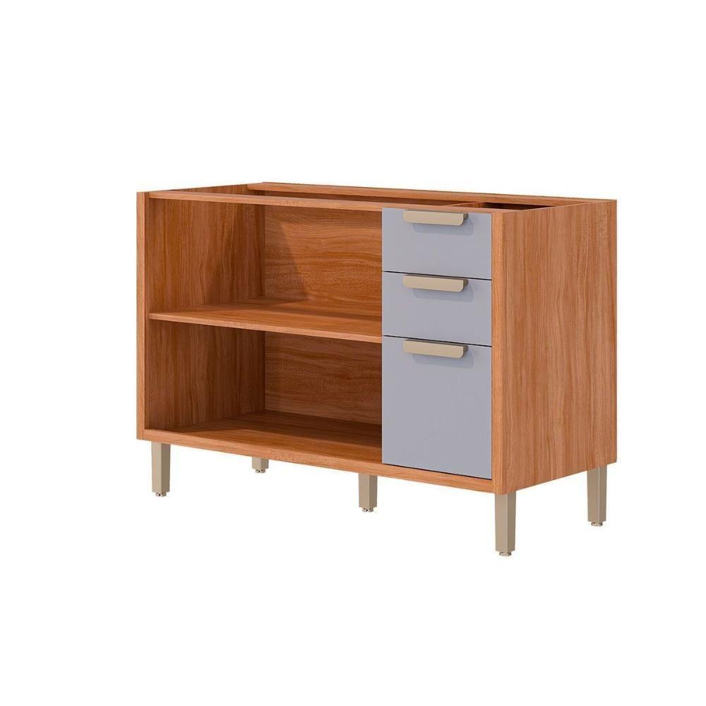 Balcão De Cozinha Modulado S- Tampo Eloise C- 2 Portas E 3 Gavetas 120cm Cinamomo-titanium - Mgm - 4