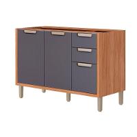 Balcão De Cozinha Modulado S- Tampo Eloise C- 2 Portas E 3 Gavetas 120cm Cinamomo-titanium - Mgm - 1