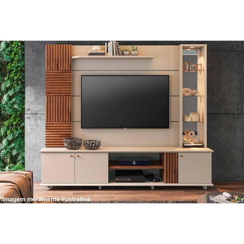 Estante P- Sala Até 60 Pol Riviera C- Espelho E 3 Portas 216x186cm Off White-cinamomo - Permóbili - 8