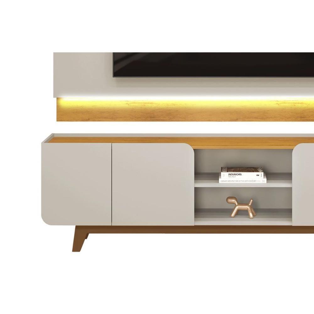 Estante P- Sala Até 75 Pol Nadine C- 4 Portas 220x605cm Off White-freijó - Dj Móveis - 6