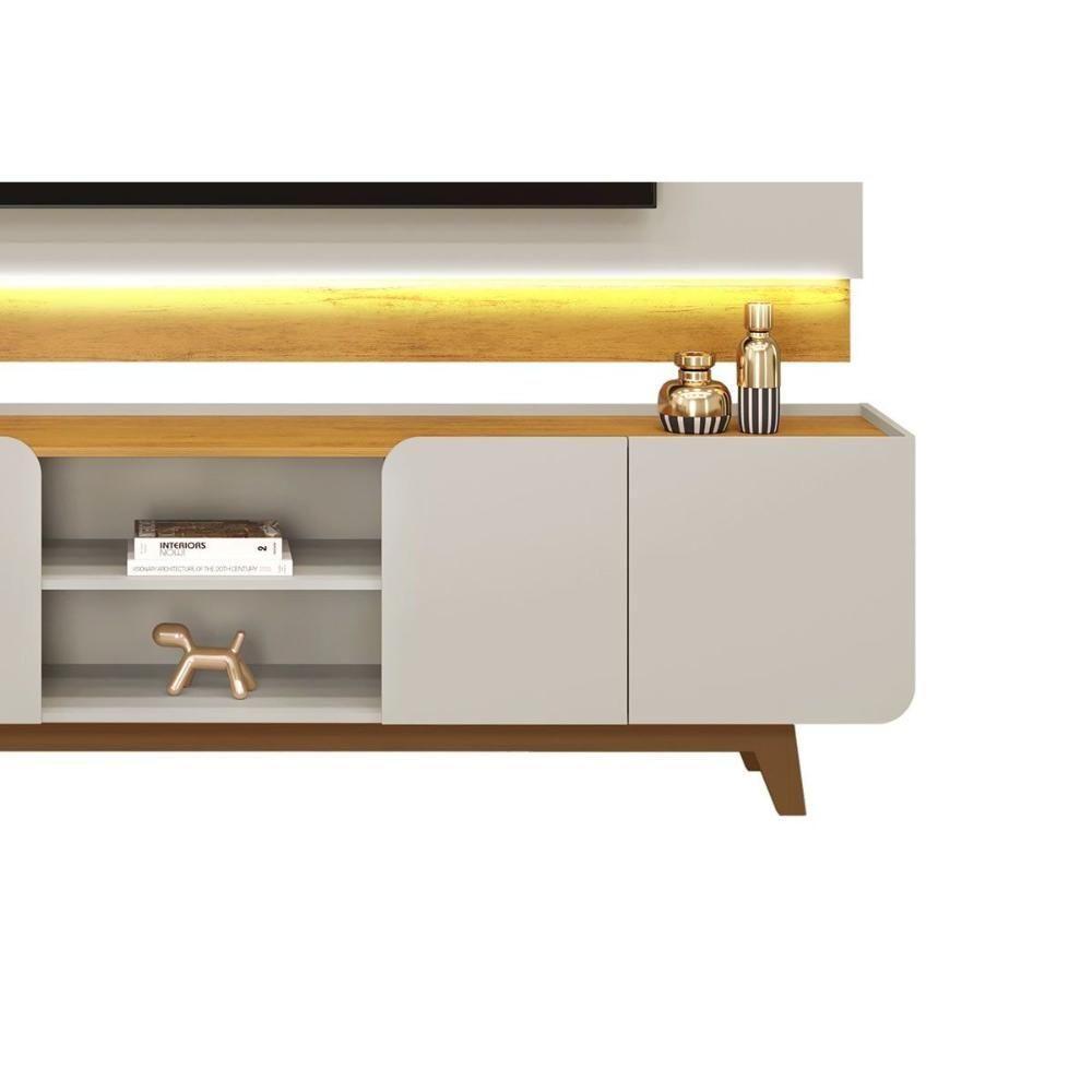 Estante P- Sala Até 75 Pol Nadine C- 4 Portas 220x605cm Off White-freijó - Dj Móveis - 7