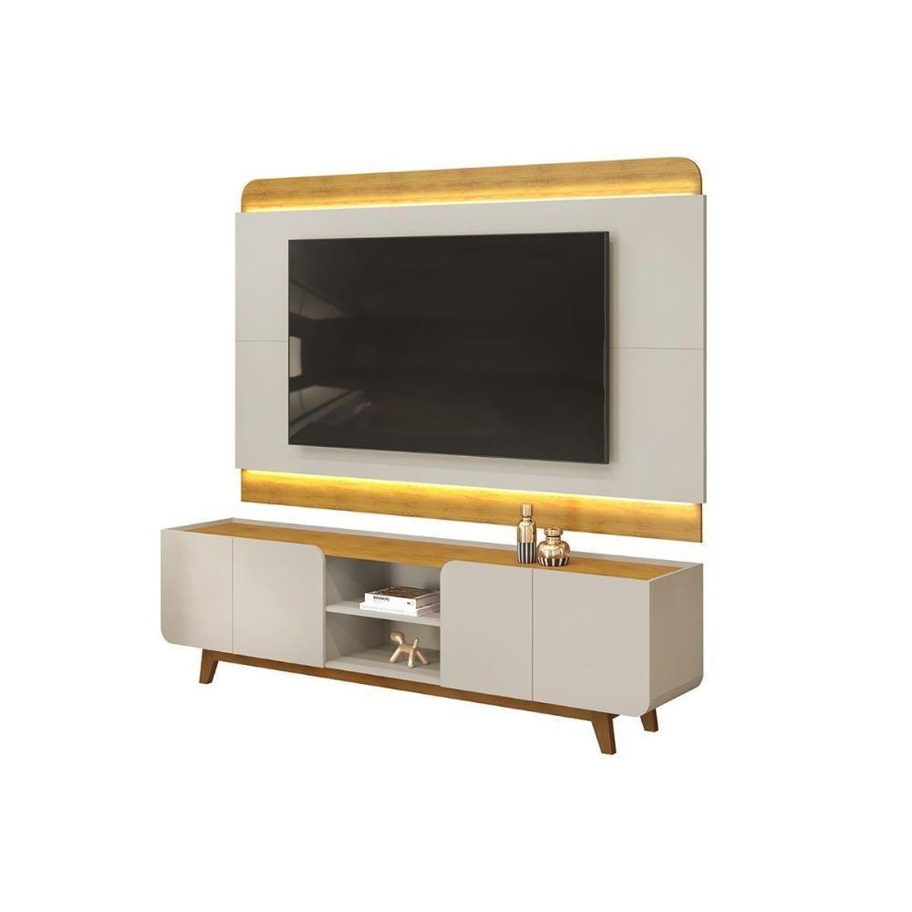 Estante P- Sala Até 75 Pol Nadine C- 4 Portas 220x605cm Off White-freijó - Dj Móveis - 10