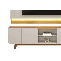 Estante P- Sala Até 75 Pol Nadine C- 4 Portas 220x605cm Off White-freijó - Dj Móveis - 6