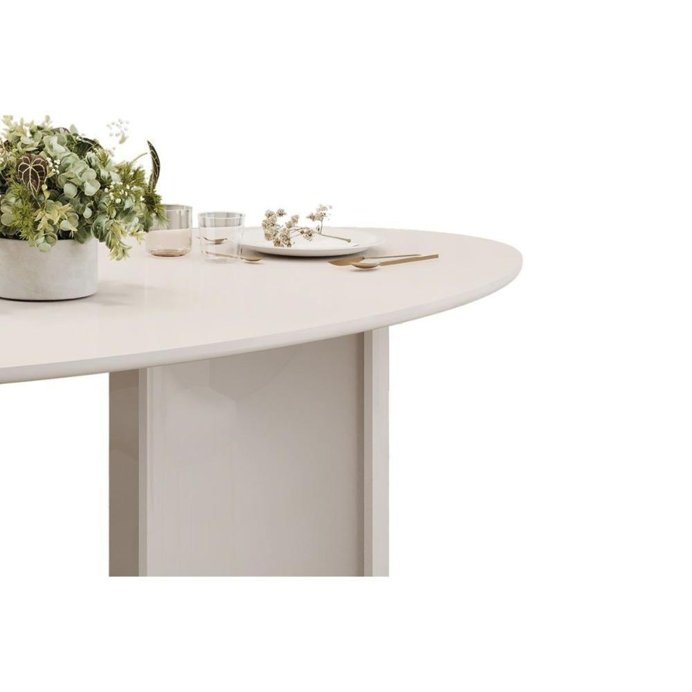 Mesa P- Cozinha Liz C- Tampo Madeirado C- Vidro Oval 218x108cm Off White-dourado - Dj Móveis - 8