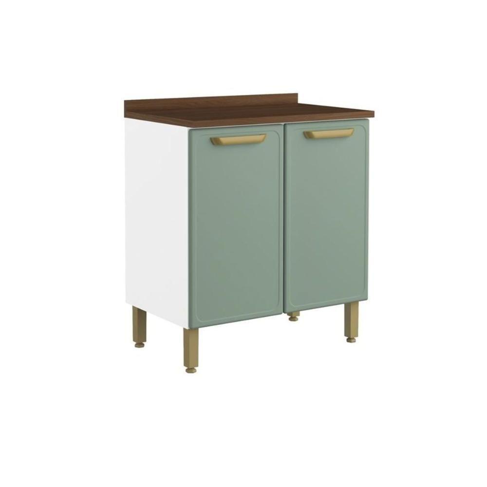 Balcão De Cozinha Modulado C- Tampo Bella 1 Porta 80cm Verde - Bertolini - 1