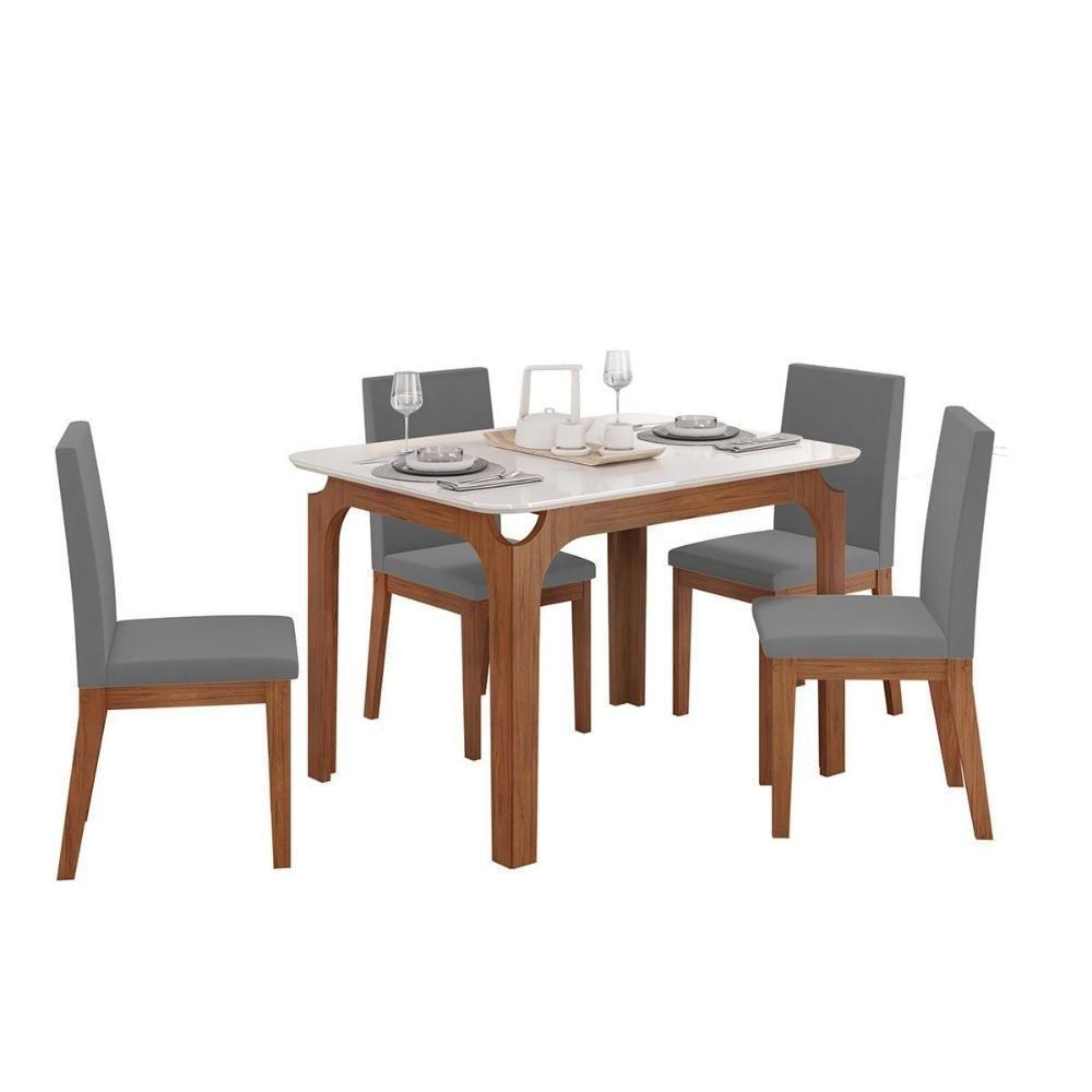 Mesa P- Cozinha Marina C- Tampo Madeirado C- Vidro Curvo 120x80cm Freijo-off White - Dj Móveis - 6