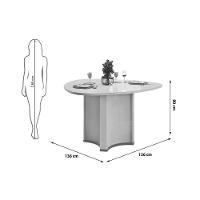 Mesa Multiuso Cozinha Chanel C- Tampo Madeirado C- Vidro Orgânico 136x136cm Off White-off White - Dj Móveis - 2