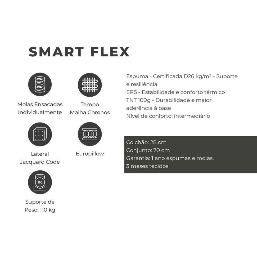 Colchão Solteiro Molas Ensacadas Masterpocket Smart Flex Euro Pillow (88x188x32) - Plumatex - 2