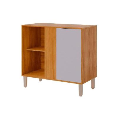 Balcão De Cozinha Modulado C- Tampo Divina De Canto C- 1 Porta 92cm Cinamomo-platina - Mgm